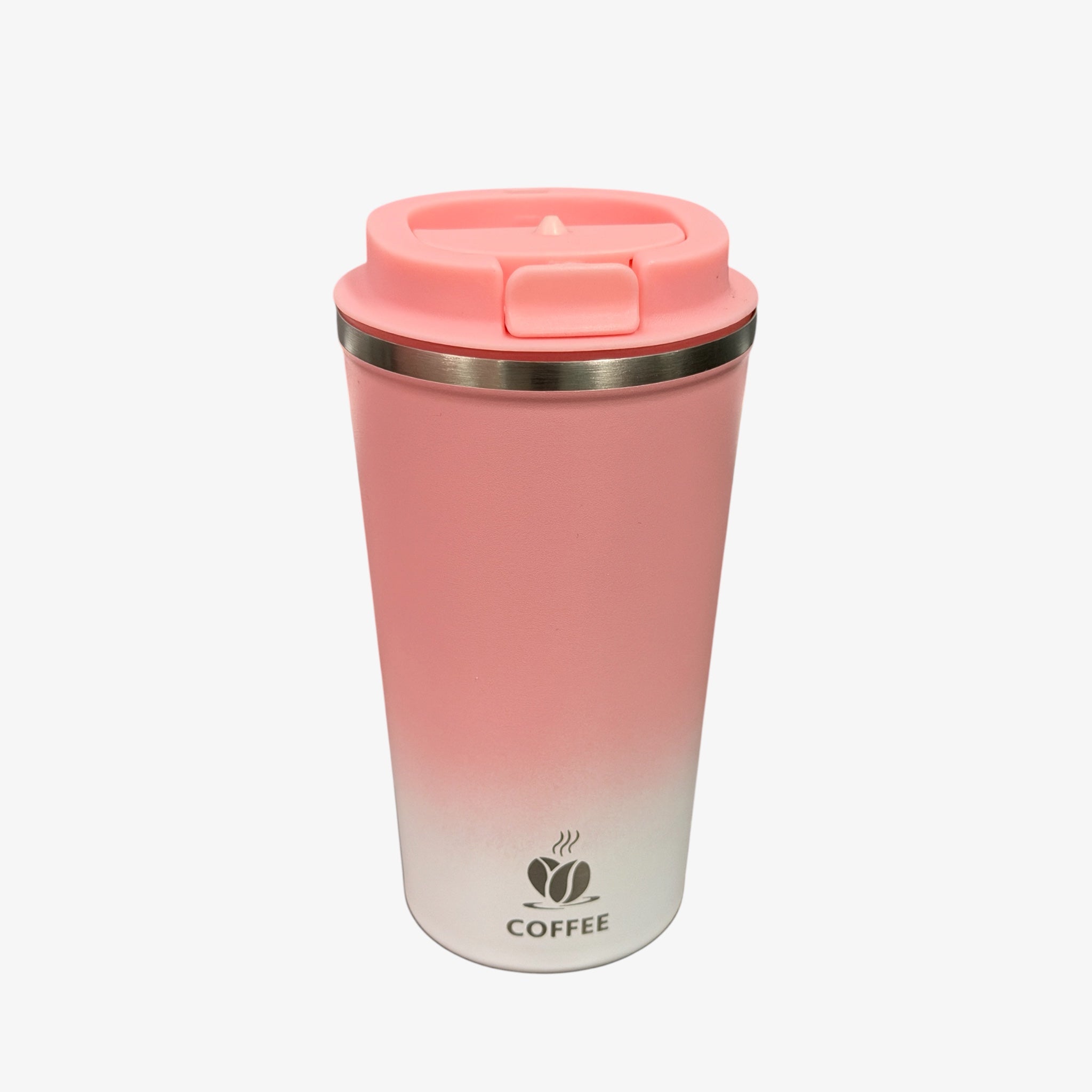 17 oz. Pink White Stainless Steel Travel Coffee Mug