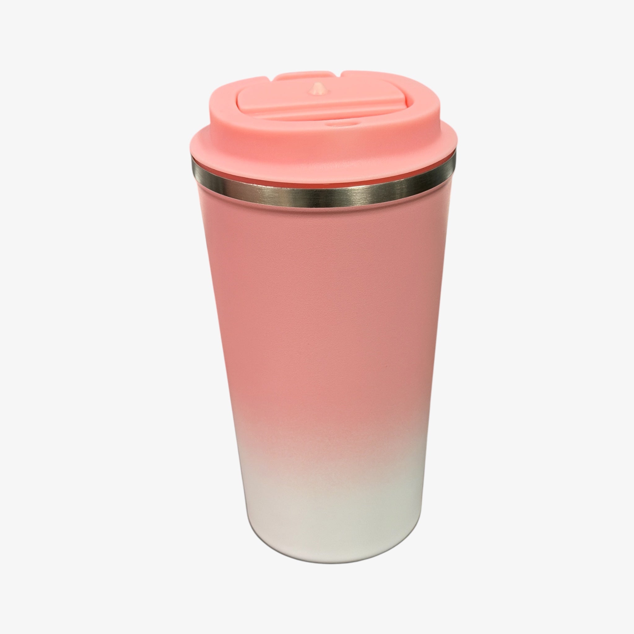 17 oz. Pink White Stainless Steel Travel Coffee Mug