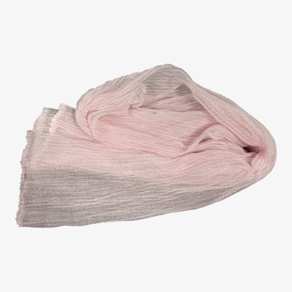 Light Pink Women Lightweight Pleated Fashion Scarf 60"L x 18"W