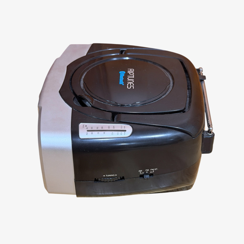 Riptunes Bluetooth Portable CD Boombox with AM/FM Radio, Black