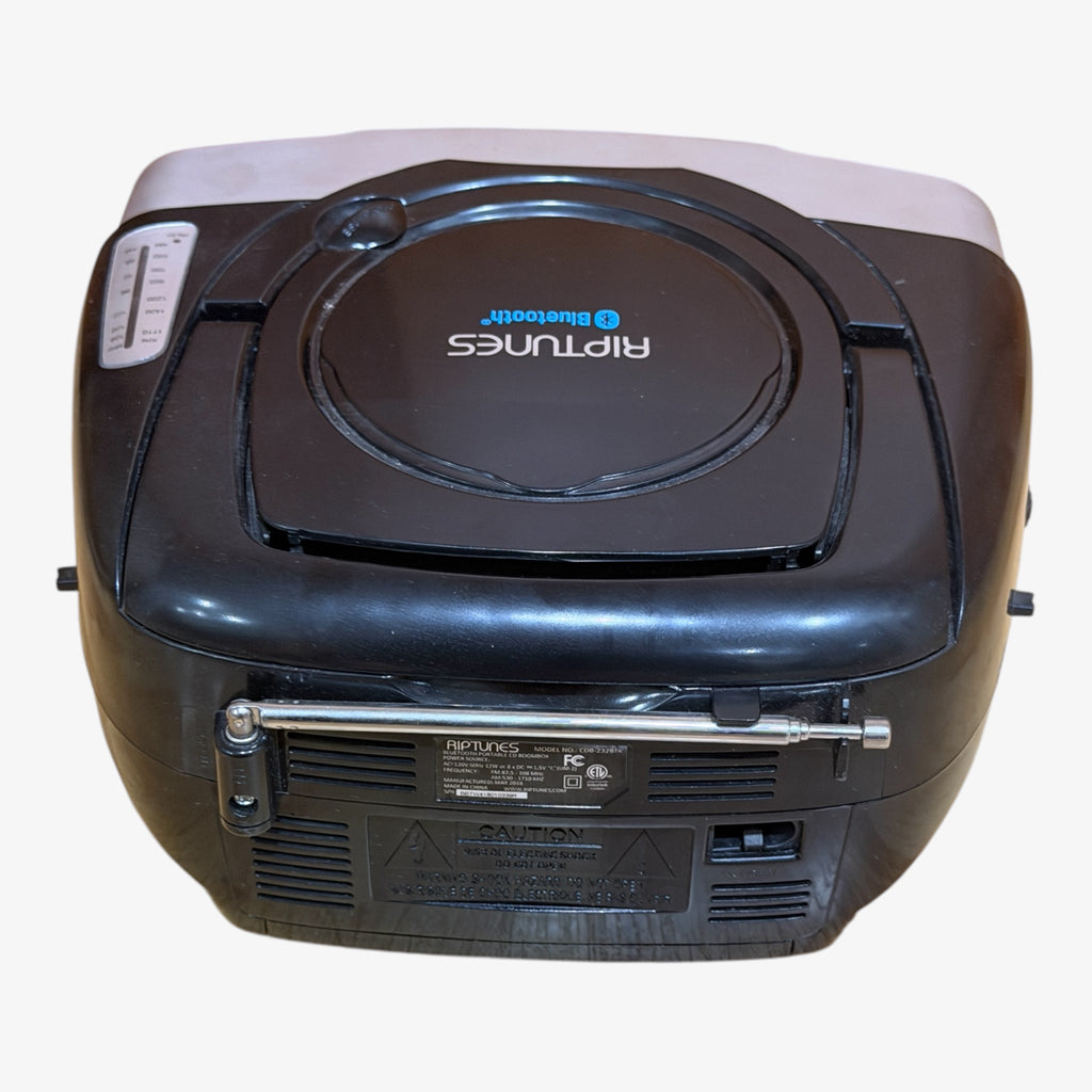 Riptunes Bluetooth Portable CD Boombox with AM/FM Radio, Black