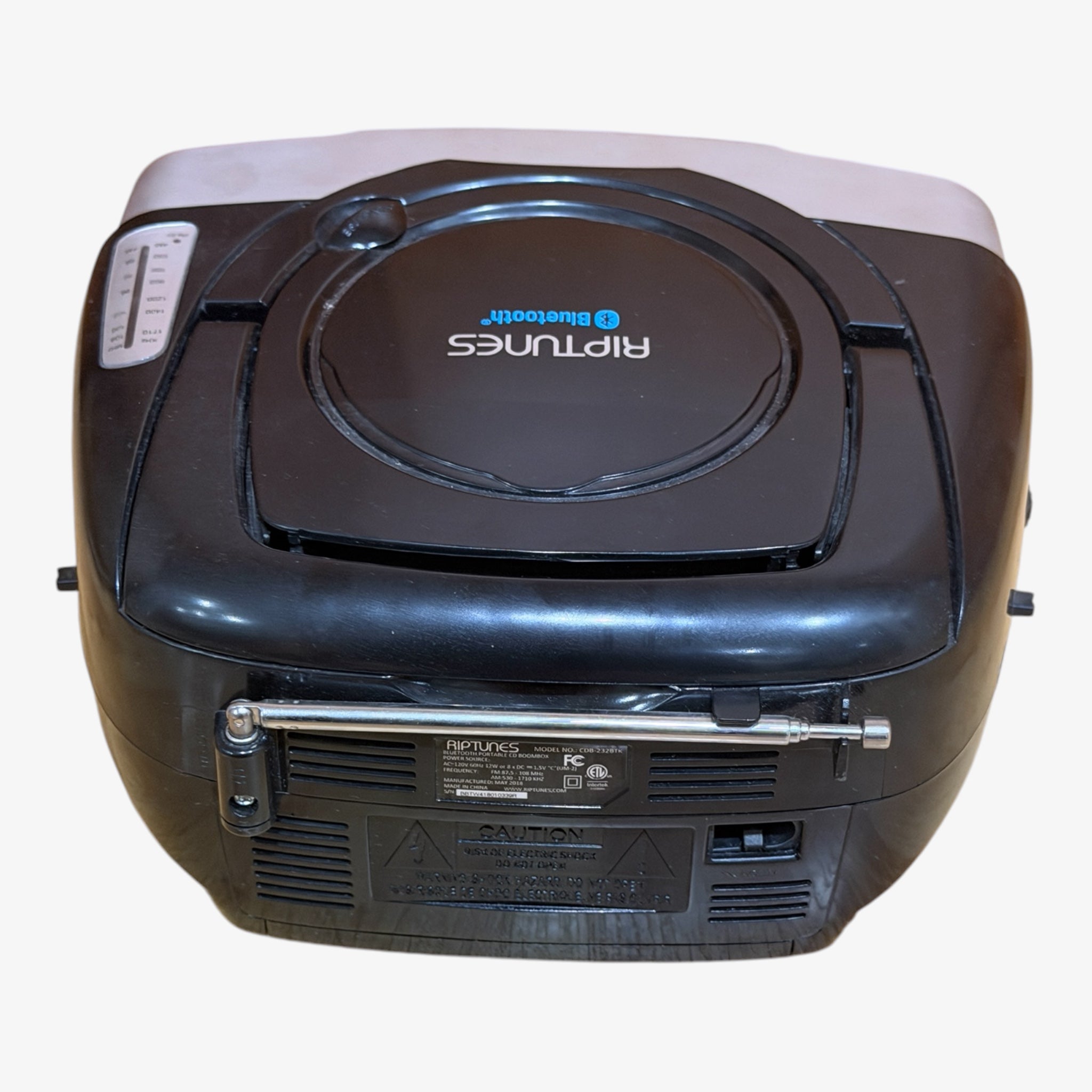 Riptunes Bluetooth Portable CD Boombox with AM/FM Radio, Black