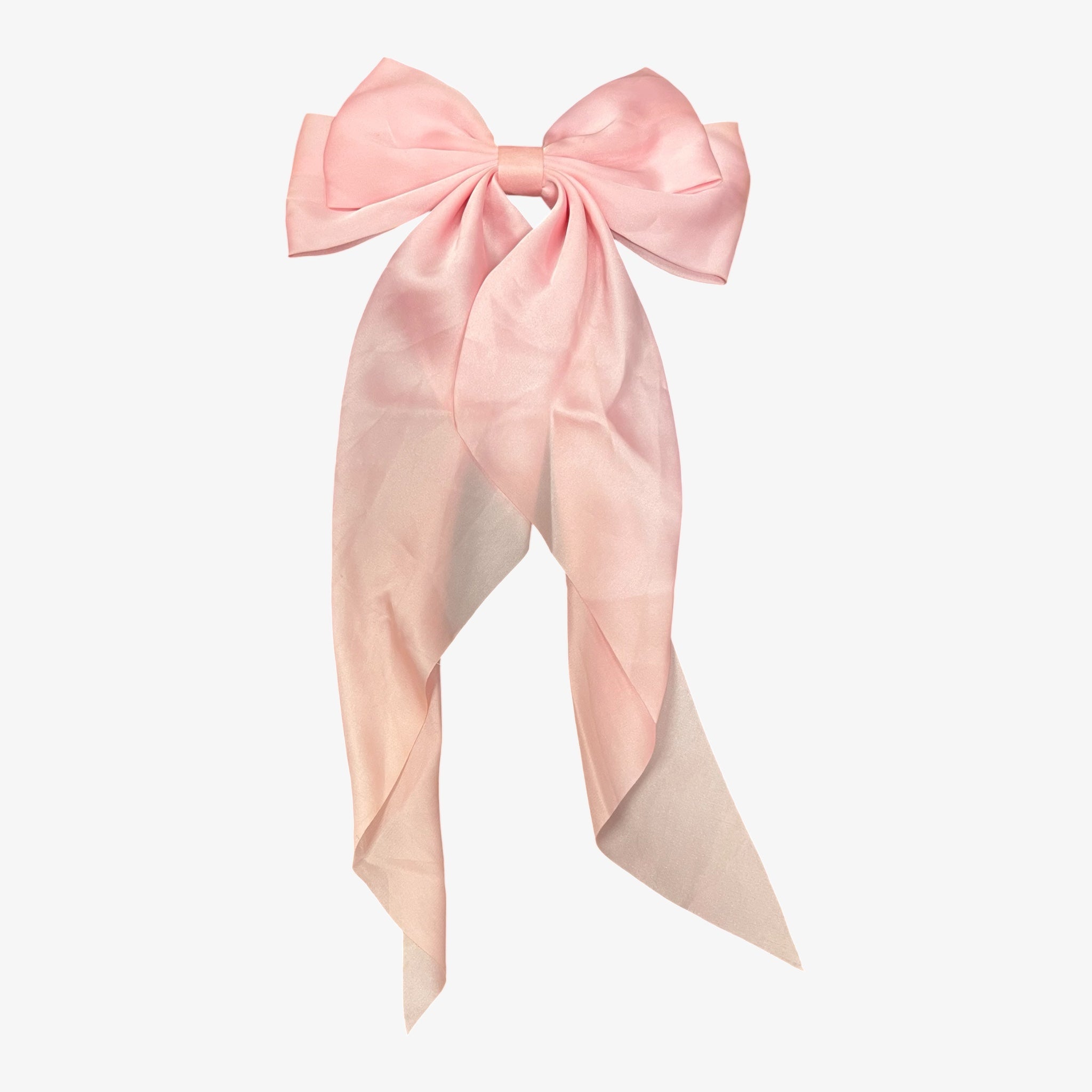 Silky Satin Hair Barrettes with Long Ribbon Tail