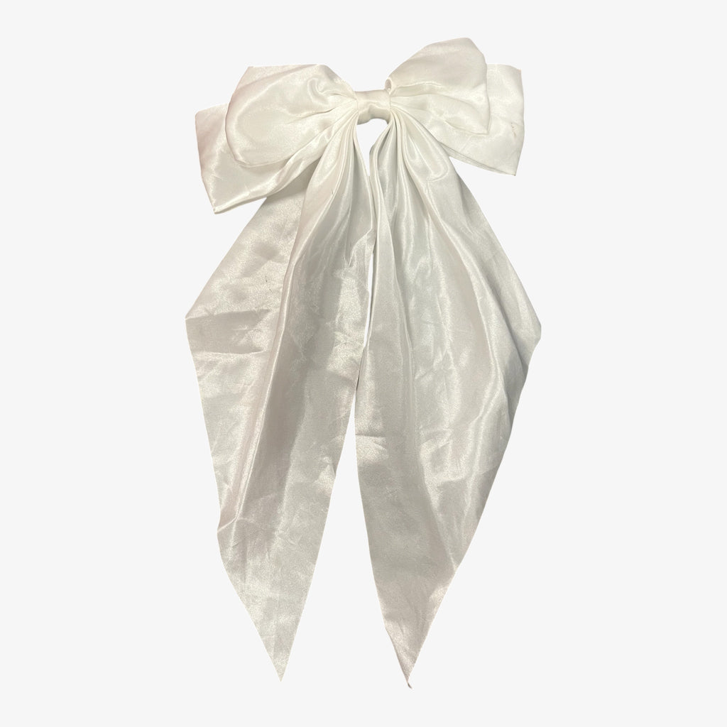 Silky Satin Hair Barrettes with Long Ribbon Tail