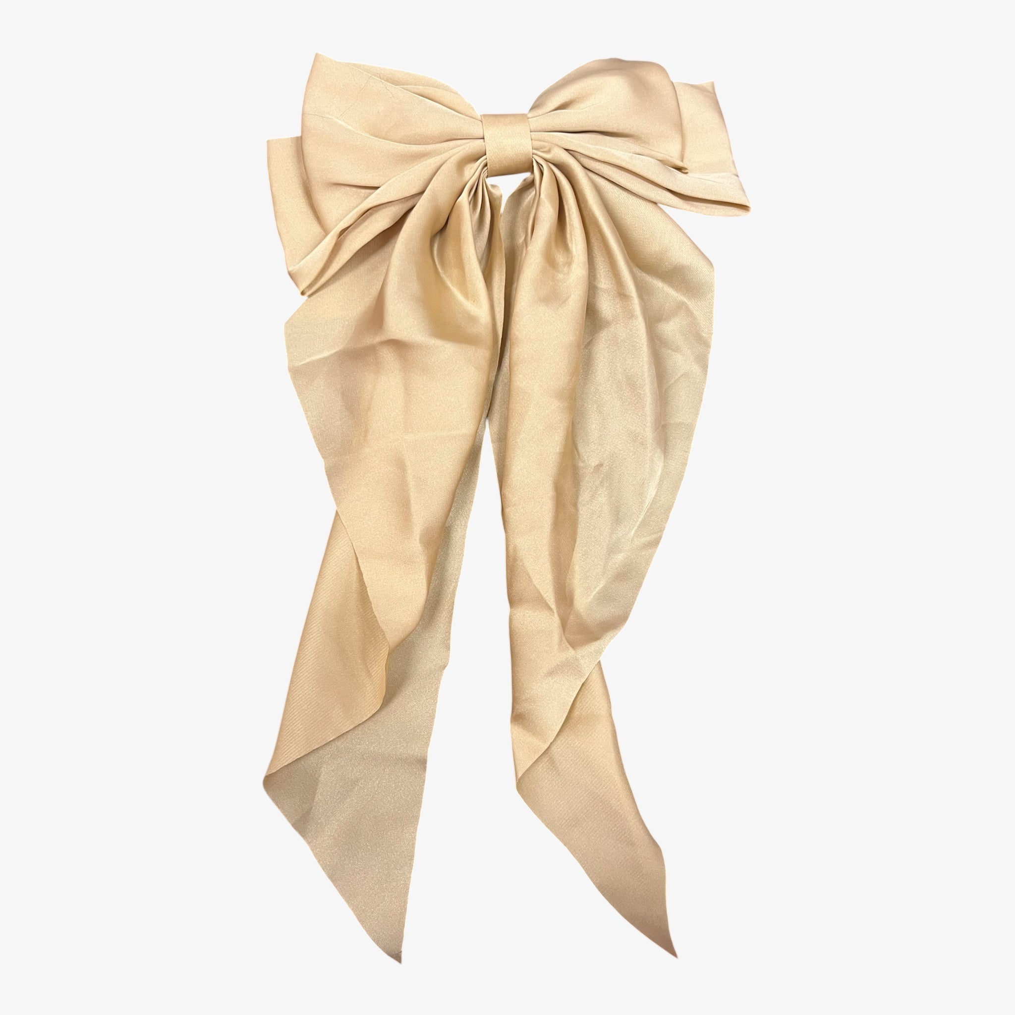 Silky Satin Hair Barrettes with Long Ribbon Tail