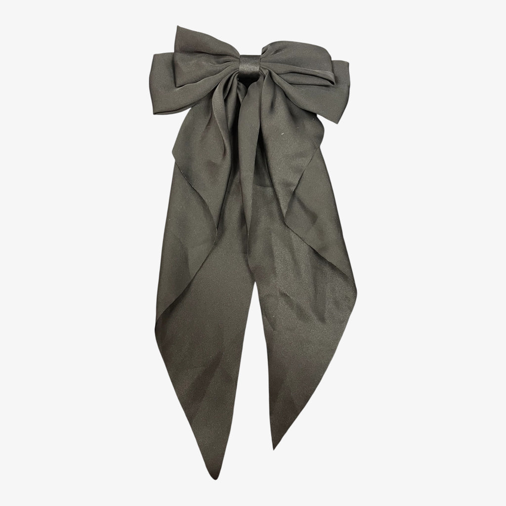 Silky Satin Hair Barrettes with Long Ribbon Tail