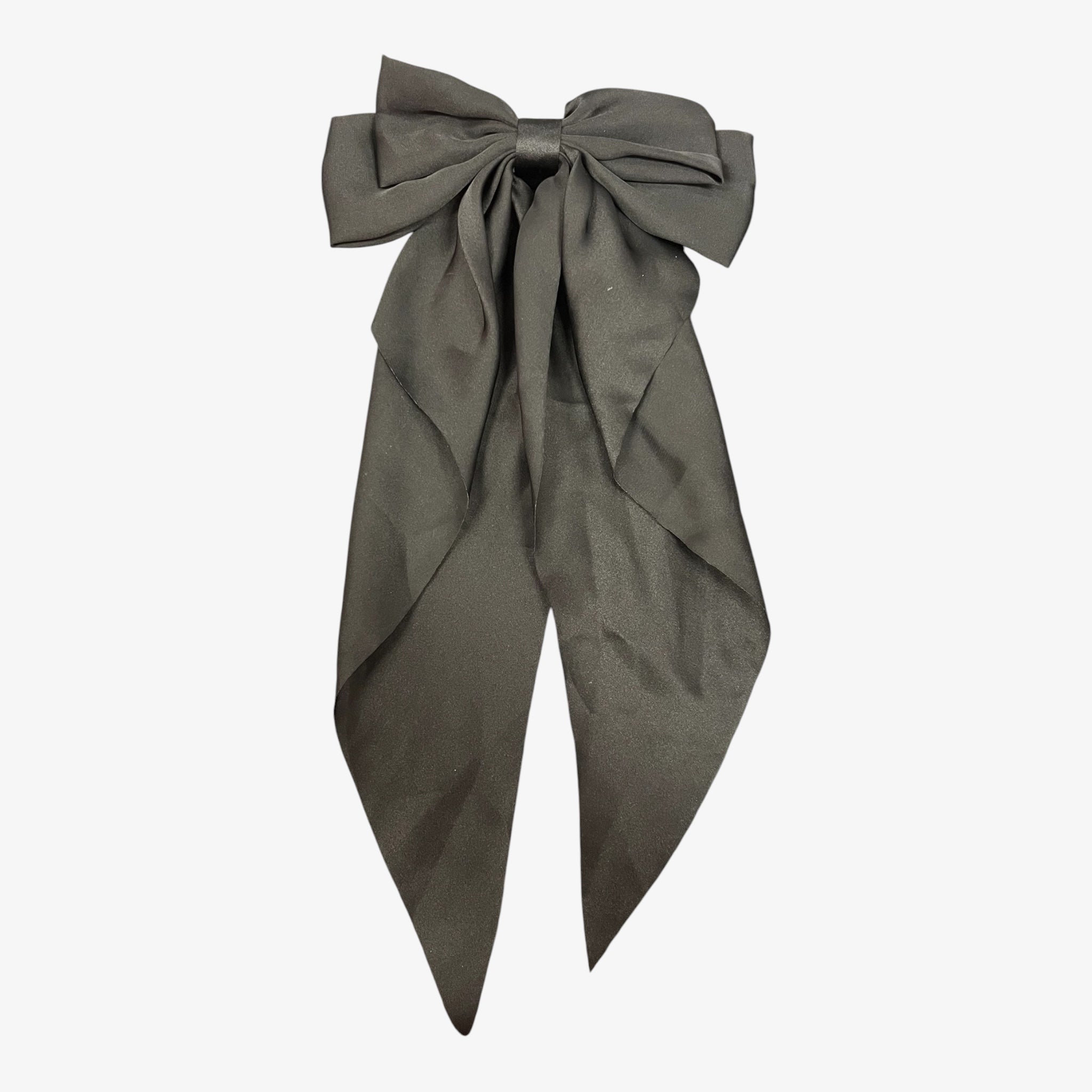 Silky Satin Hair Barrettes with Long Ribbon Tail