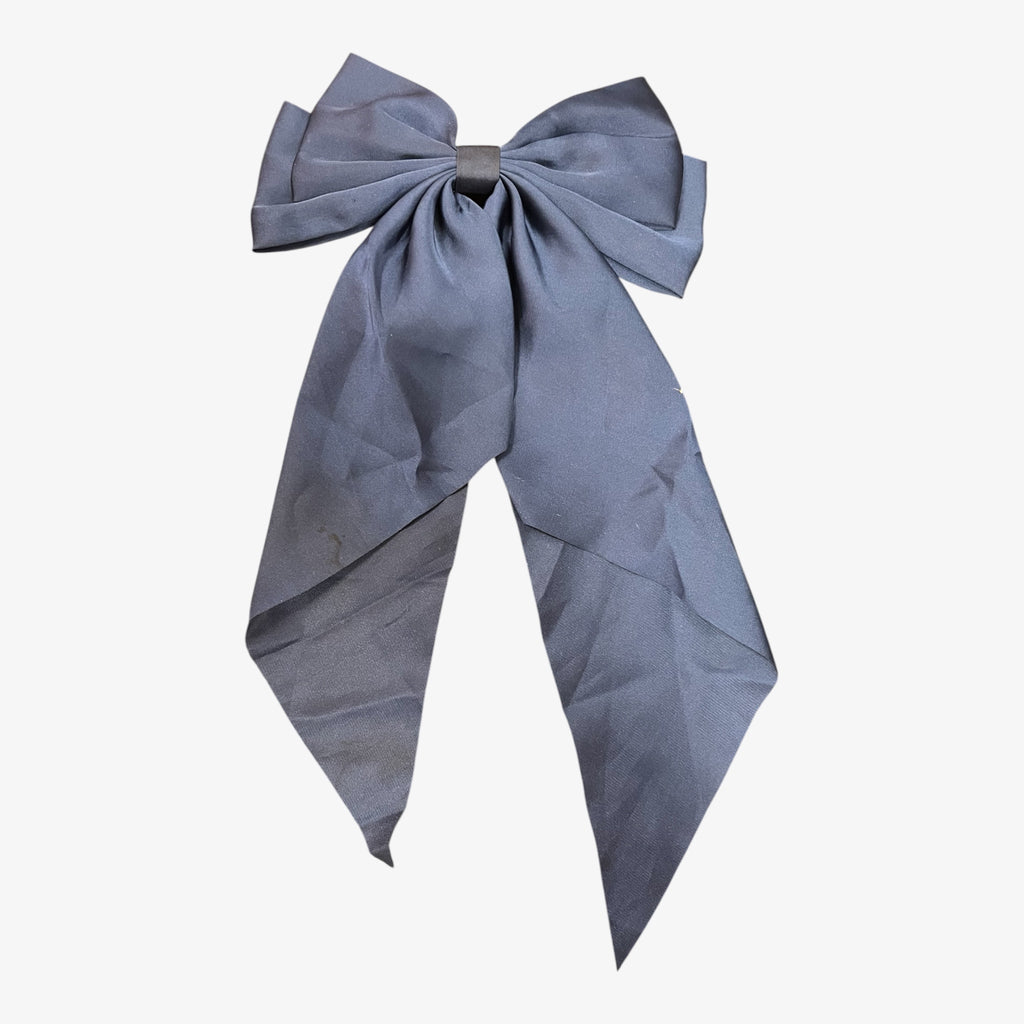 Silky Satin Hair Barrettes with Long Ribbon Tail
