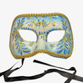 Light Blue and Gold Colombina Flavia Venetian Masquerade Mask