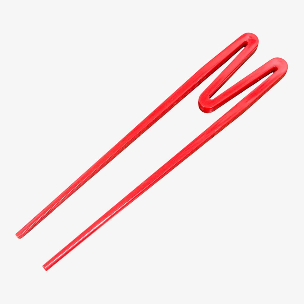 Reusable Red Plastic Training Chopsticks for Kids 8"L