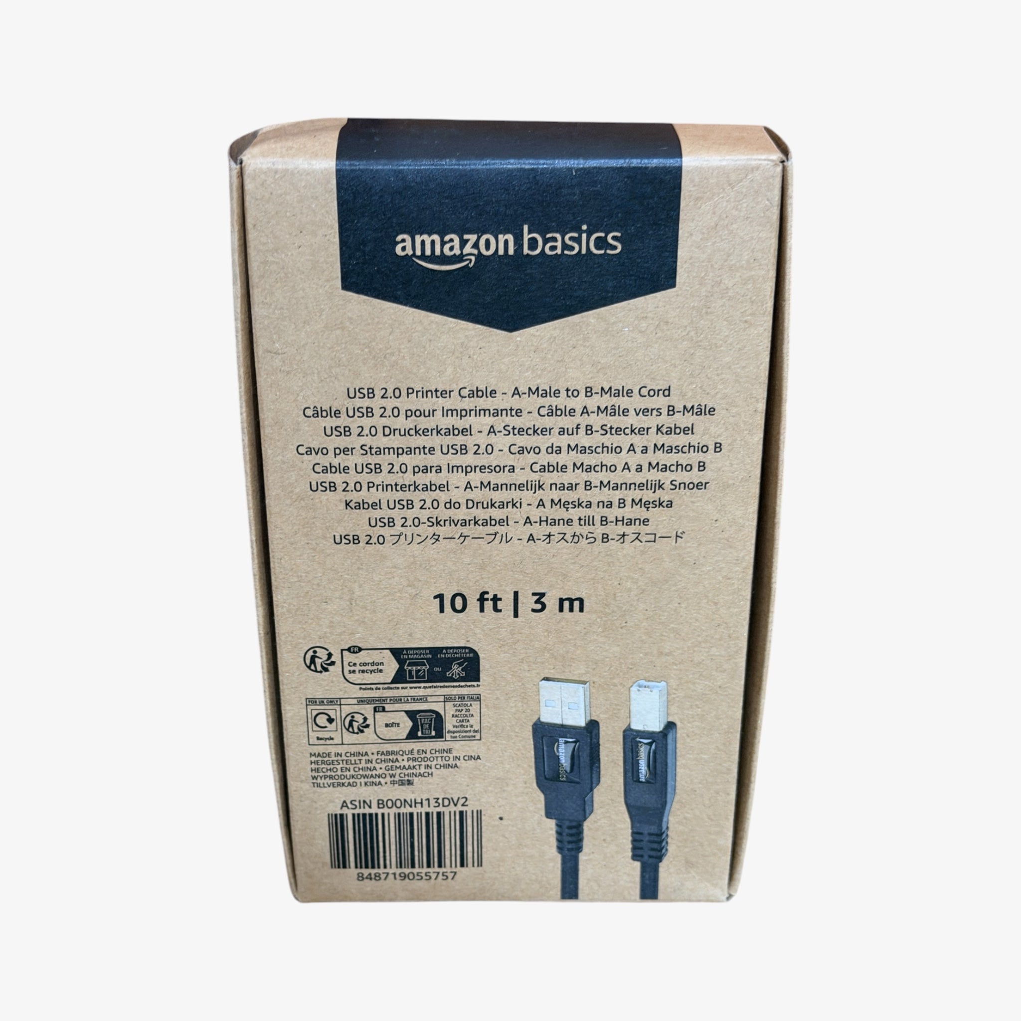 Amazon Basics USB 2.0 Printer Cable 10 Feet