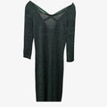 Allison Brittney Metallic Green Long-Sleeve Midi Dress Size: 6