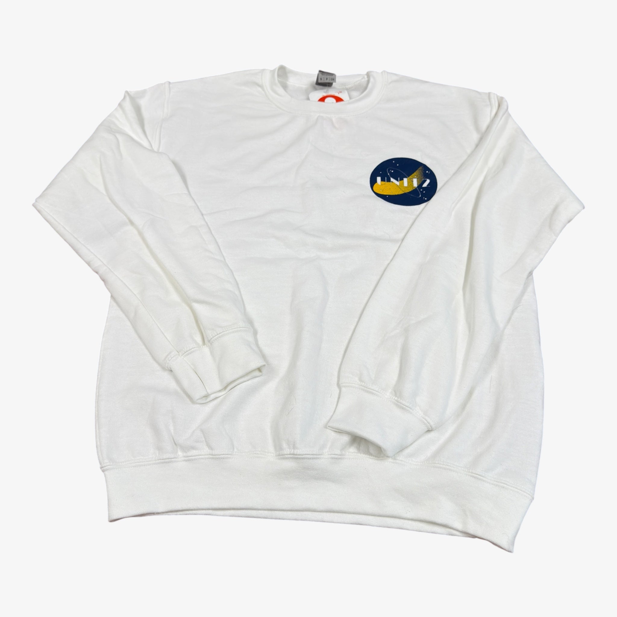Gildan White Crewneck Sweatshirt Size: S