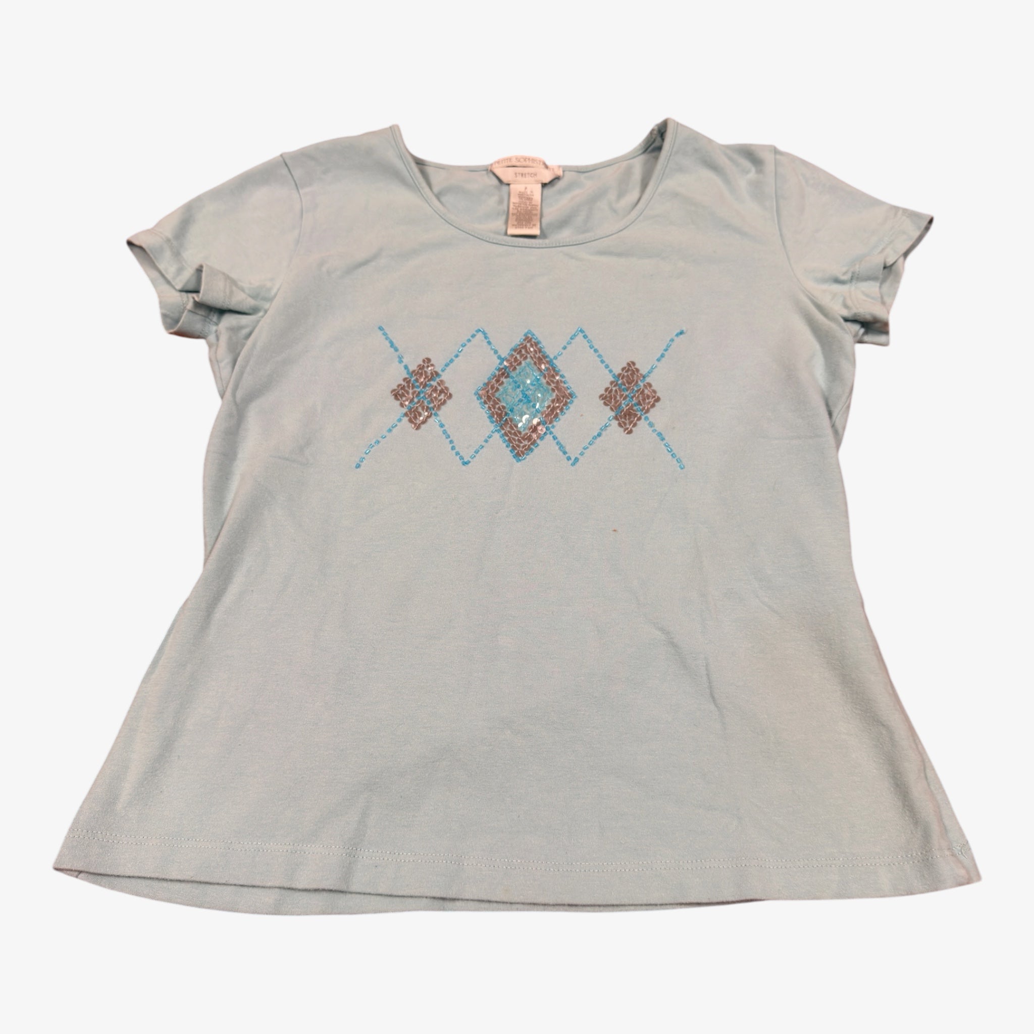 Petite Sophisticate Women's Stretch Graphic Tee Light Blue Size: P