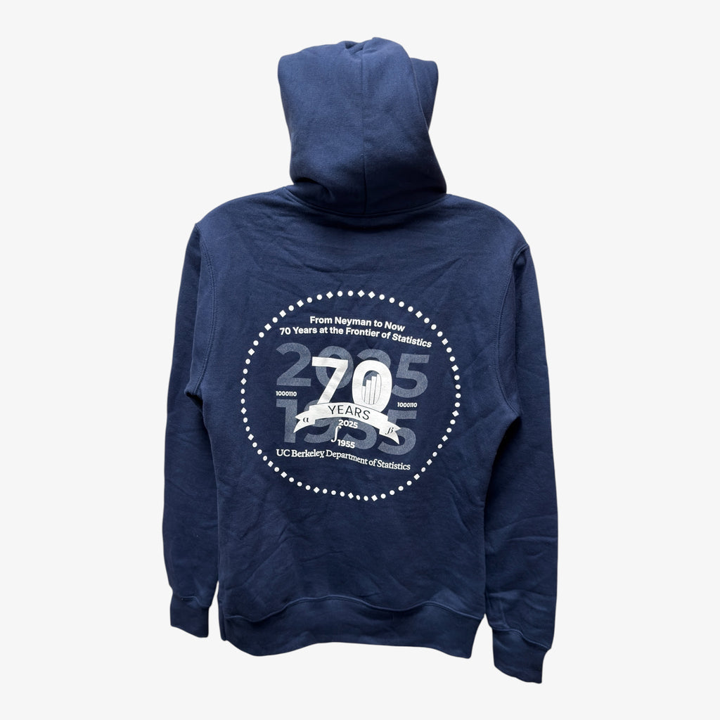 "UC Berkeley MA Statistics" Navy Blue Hoodie Size: S