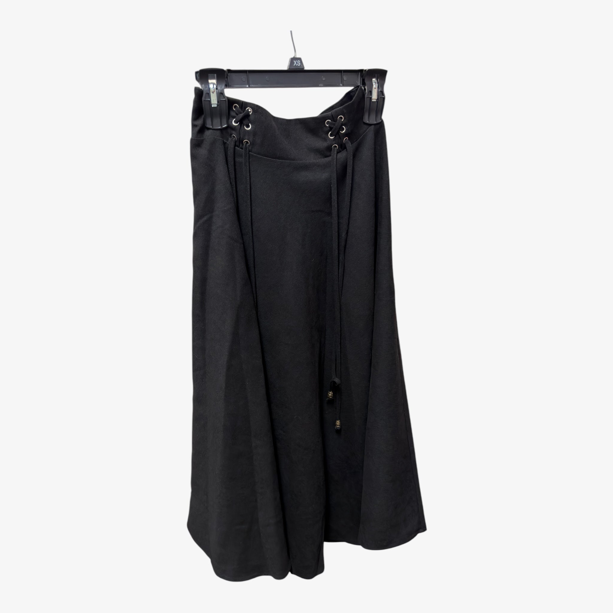 Black Full Midi Skirt with Lacing Detail Size: S