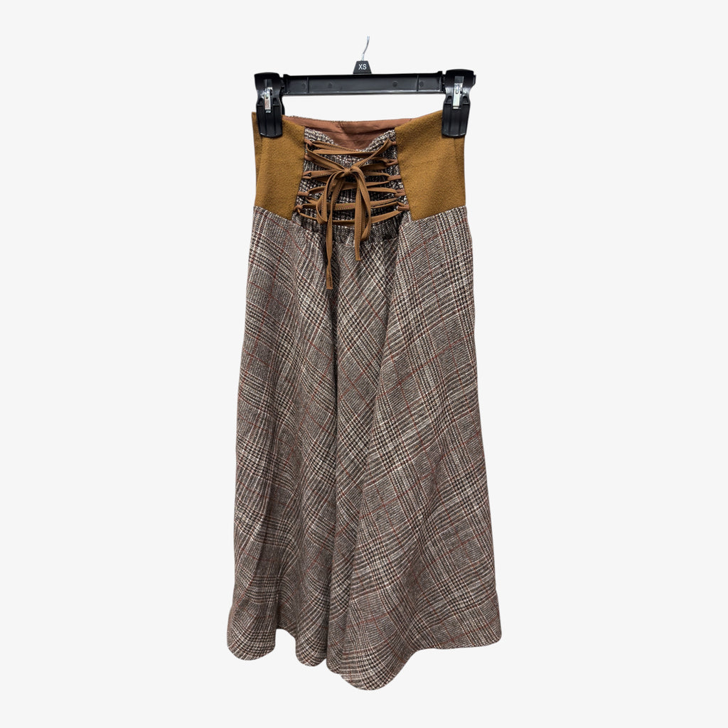 Vintage Retro Stage Lace-up Plaid Skirt Size: S