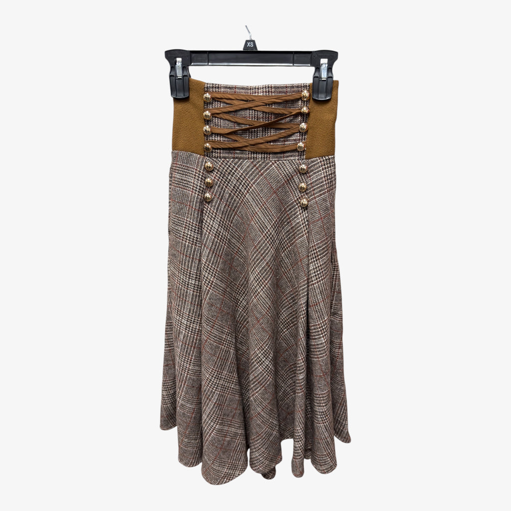 Vintage Retro Stage Lace-up Plaid Skirt Size: S