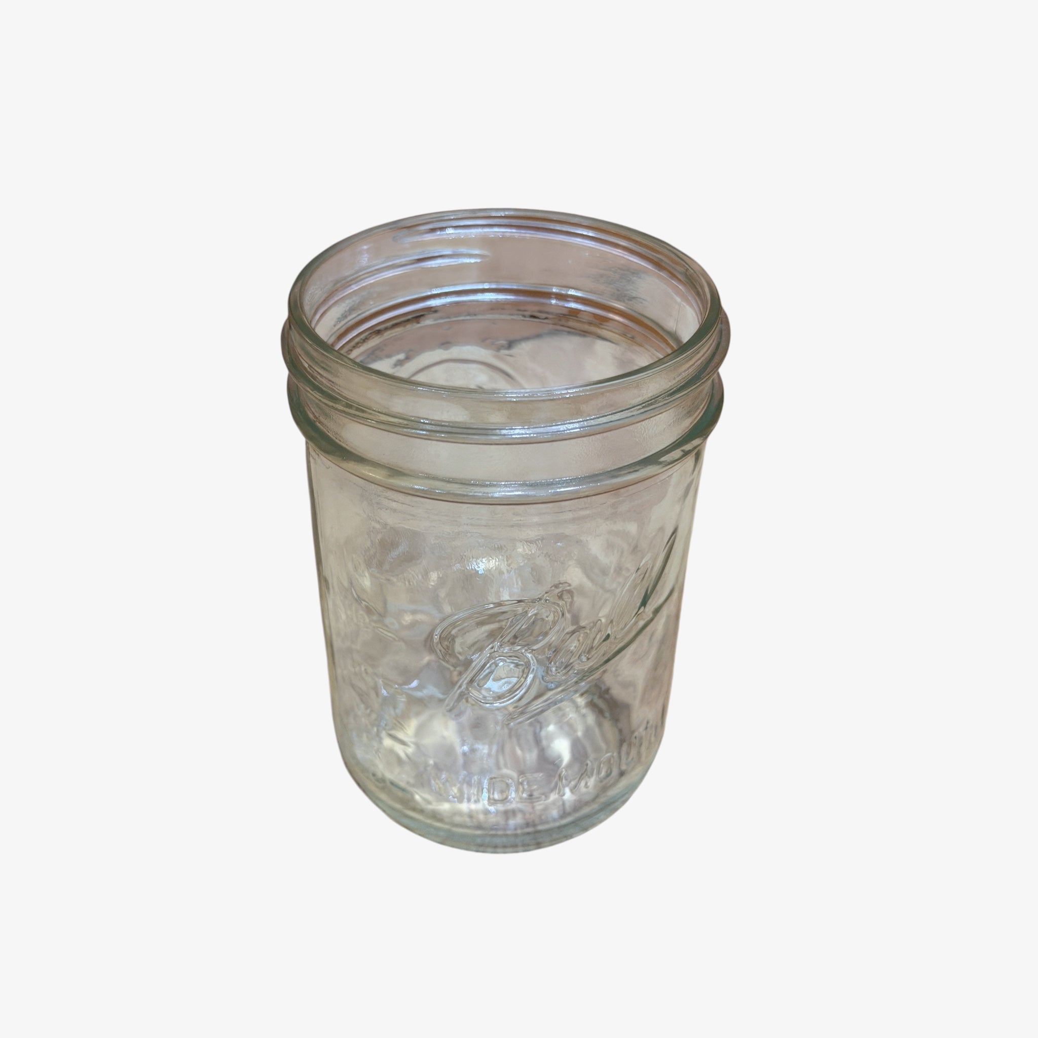 Clear Glass Ball Sculptured Mason Jar Wide Mouth 2 Cup