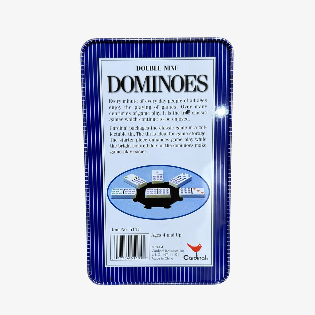 Cardinal Double Nine Dominoes Set in Tin Container
