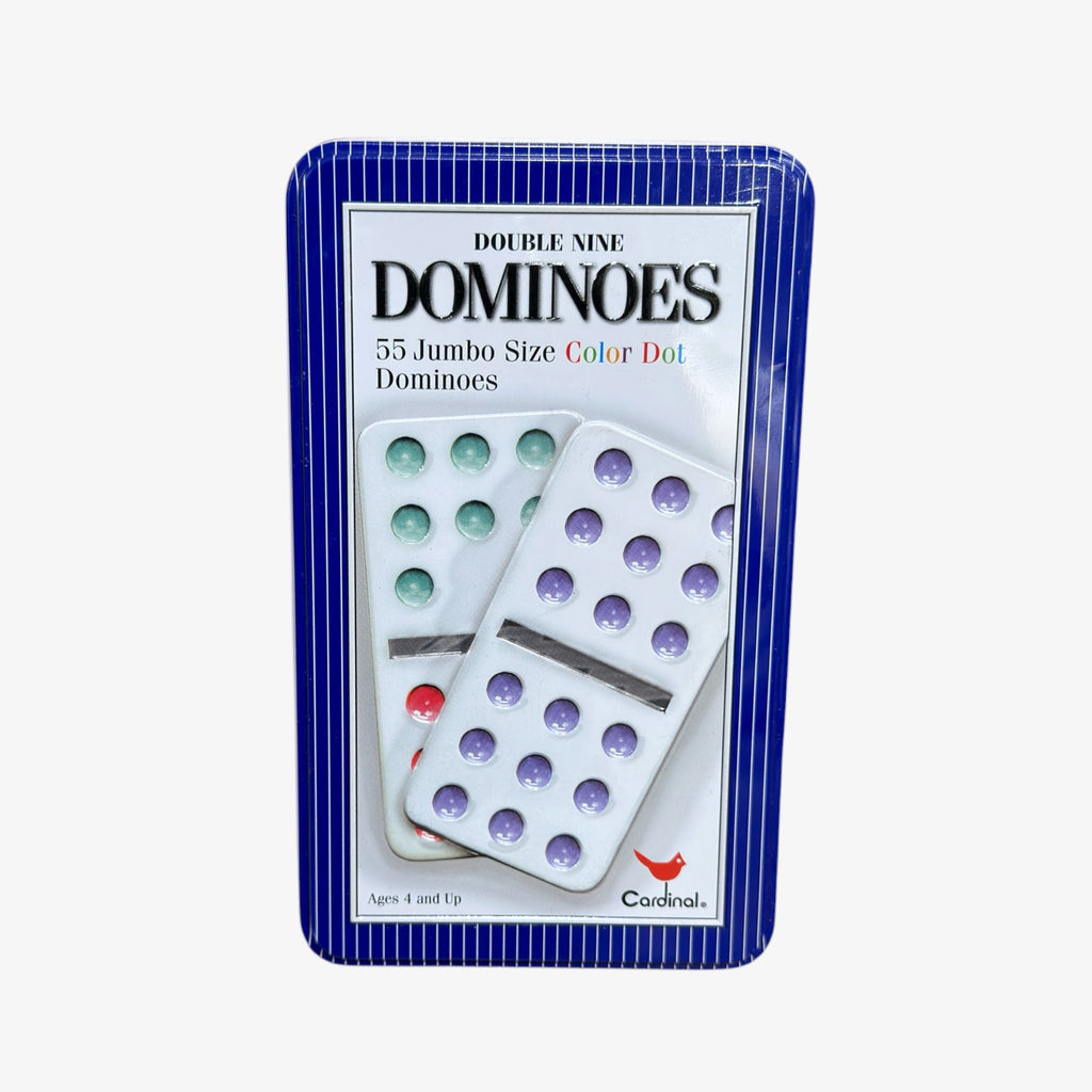 Cardinal Double Nine Dominoes Set in Tin Container