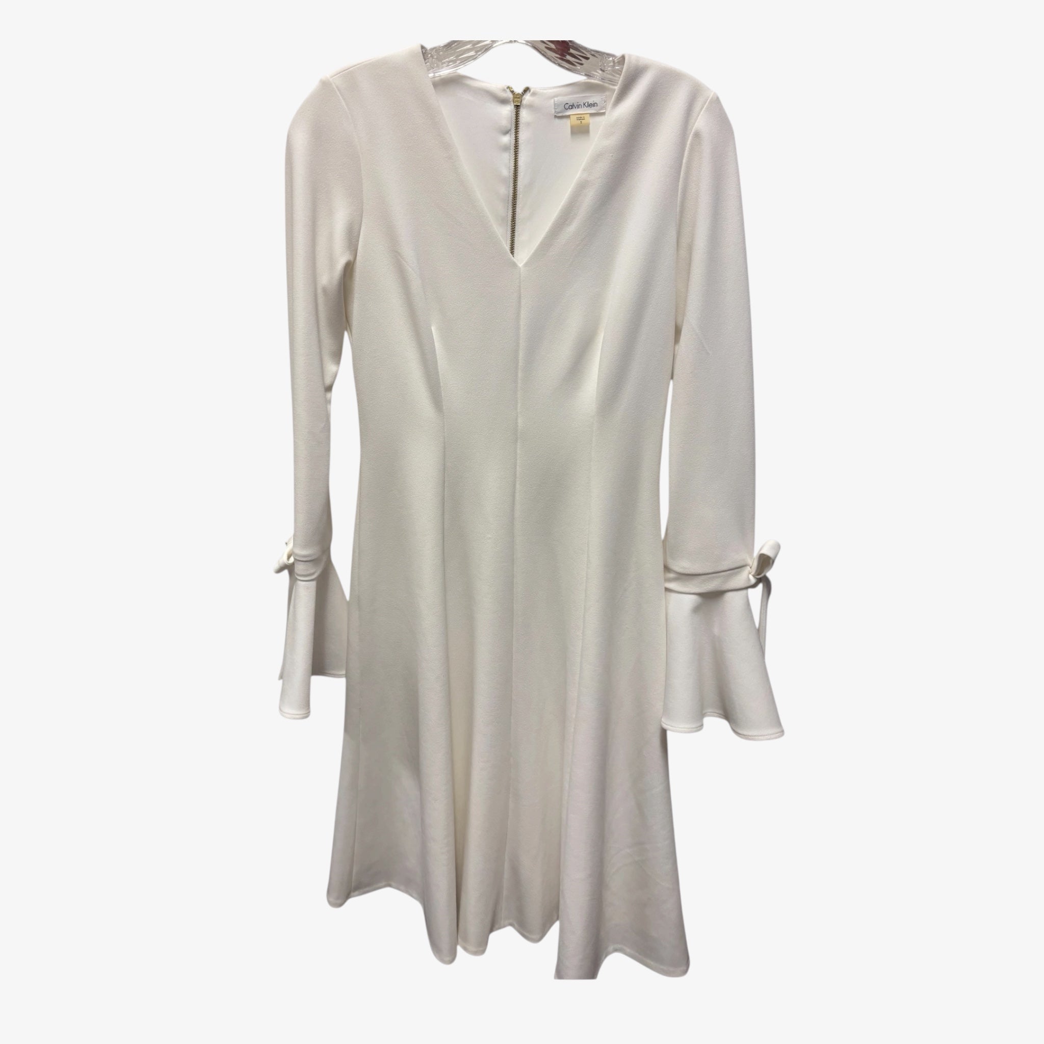 Calvin Klein Midi Dress Gown Wedding Cocktail White Size: 2