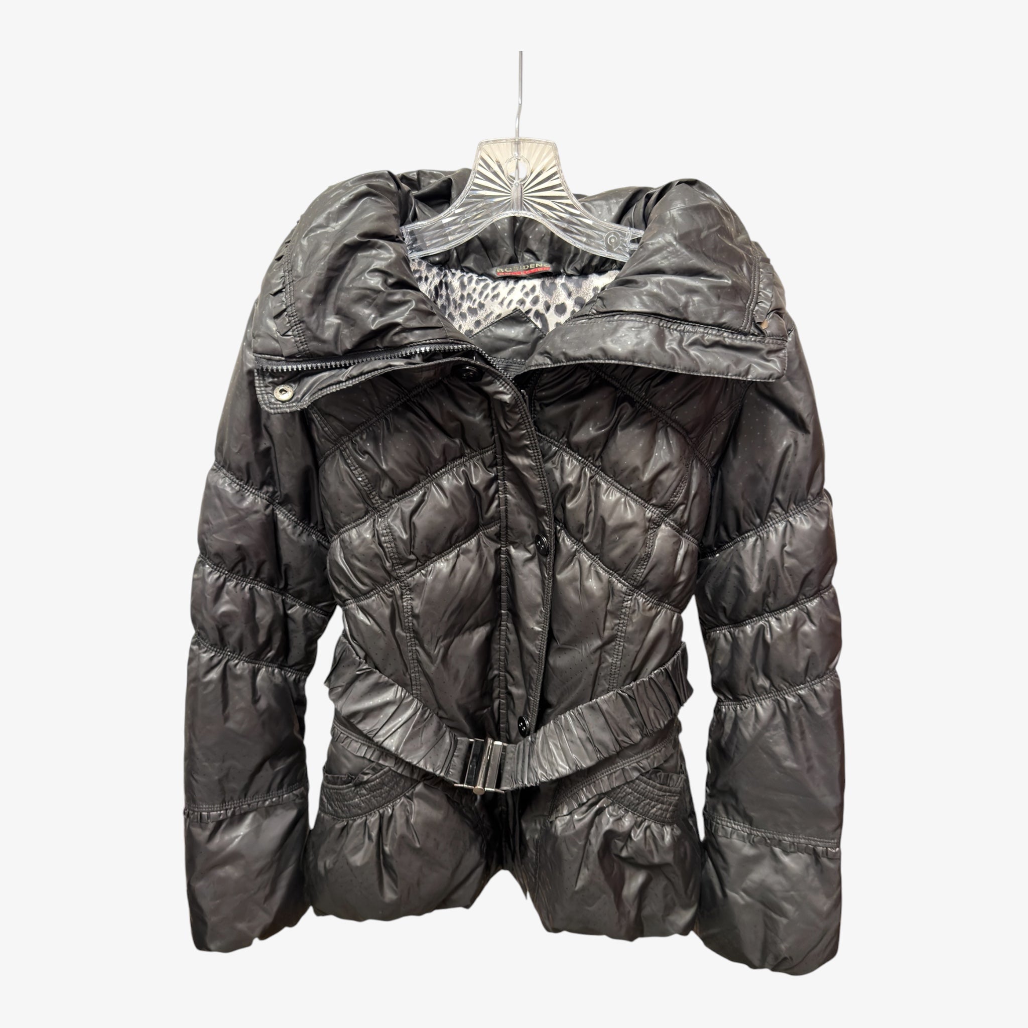 Women's Black Bosideng Puffer Jacket w/Buckled Waist Belt. Size: S