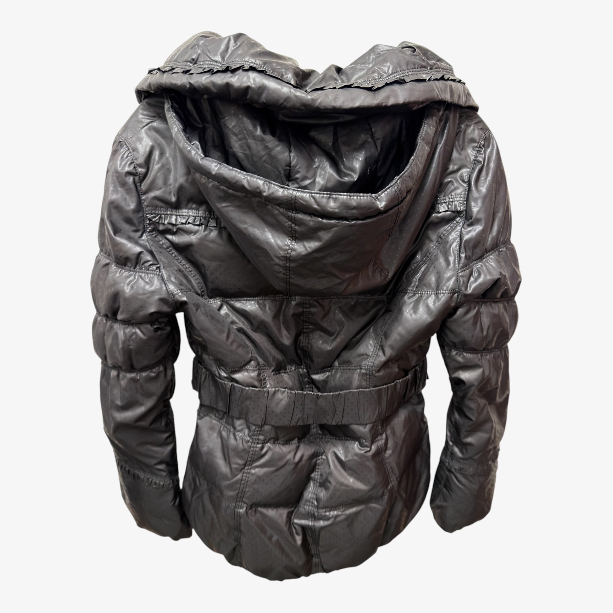 Women's Black Bosideng Puffer Jacket w/Buckled Waist Belt. Size: S