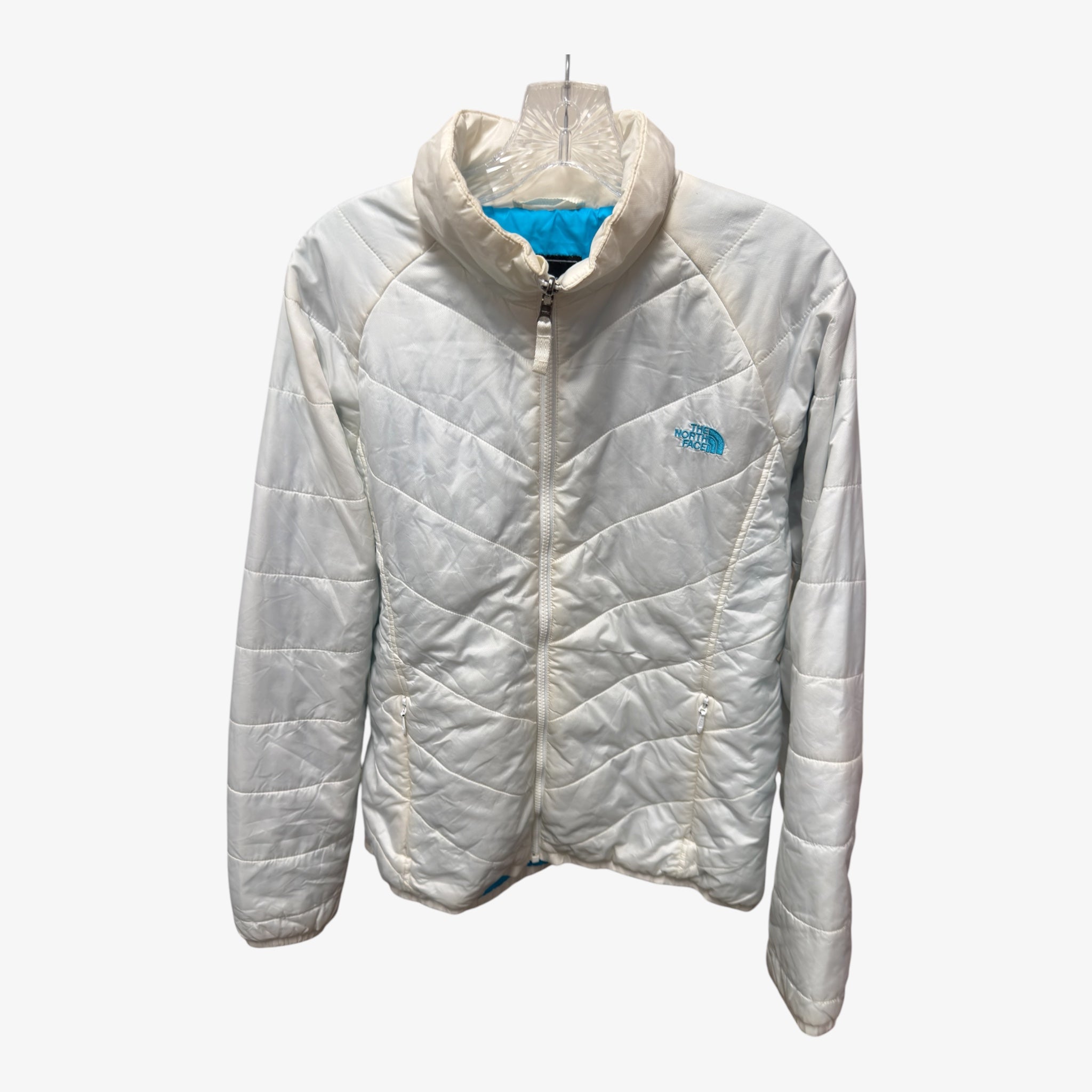 The North Face White Blue Quilted Puffer Jacket Size: XL