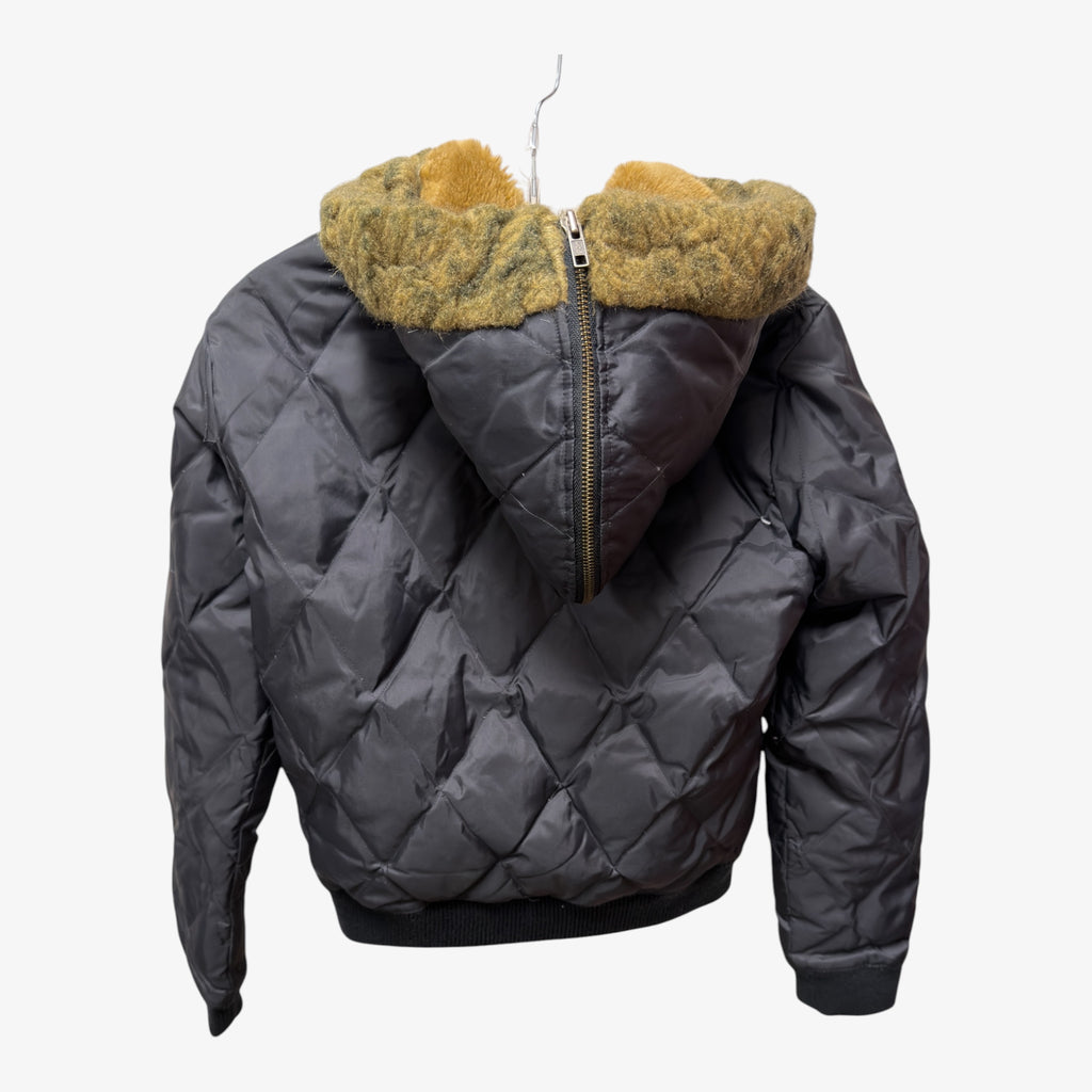 Black Quilted Bomber Jacket Size: S