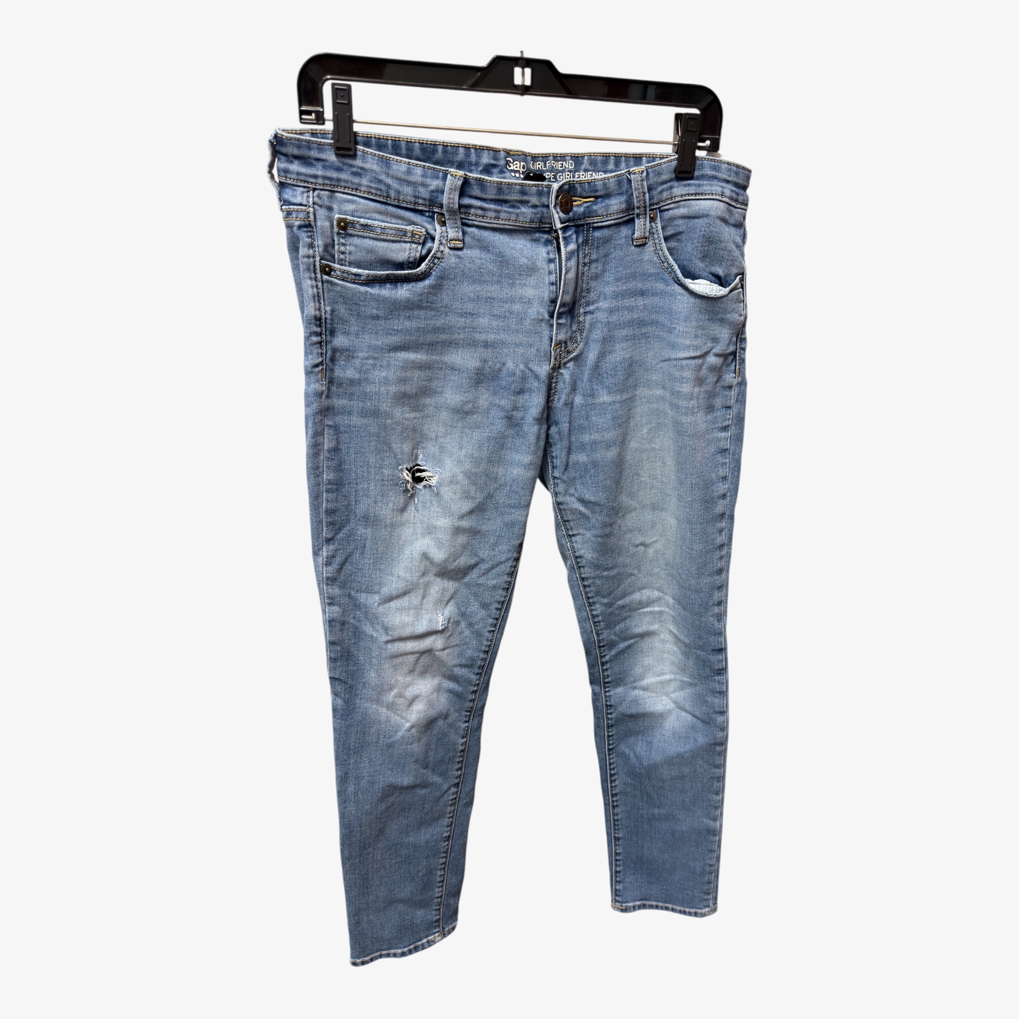 Gap "Girlfriend" Fit Distressed Light Wash Jeans Size: 8