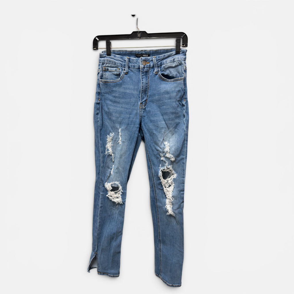 Fashion Nova Women's Medium Wash Ripped Blue Jeans Size 5