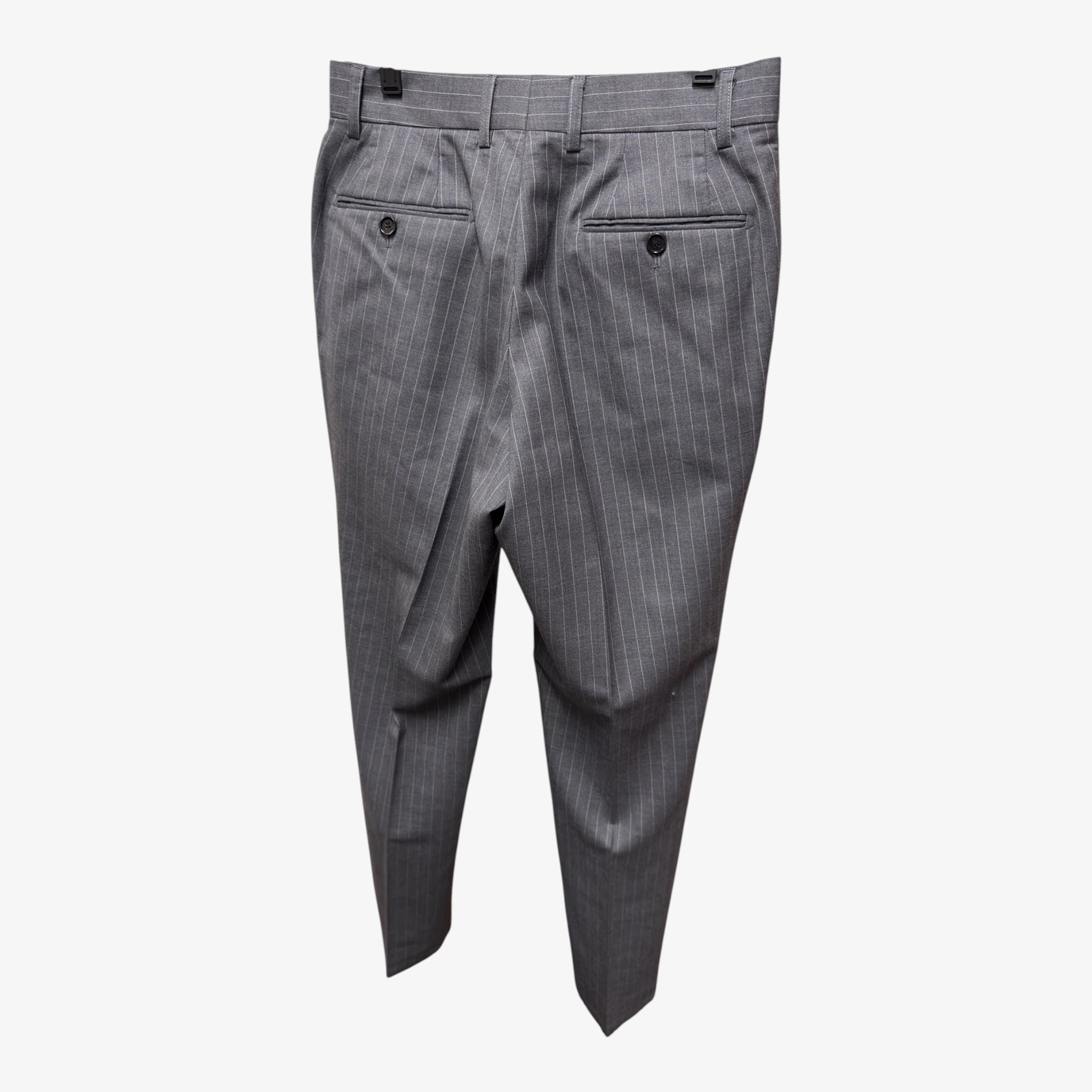 COMME des GARCONS  Grey Charcoal Pinstripe Wool Pleated Dress Pants Size: XS