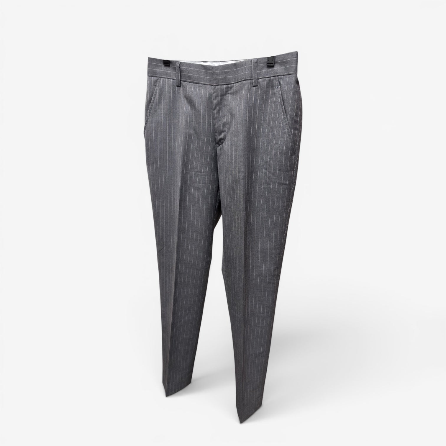 COMME des GARCONS  Grey Charcoal Pinstripe Wool Pleated Dress Pants Size: XS