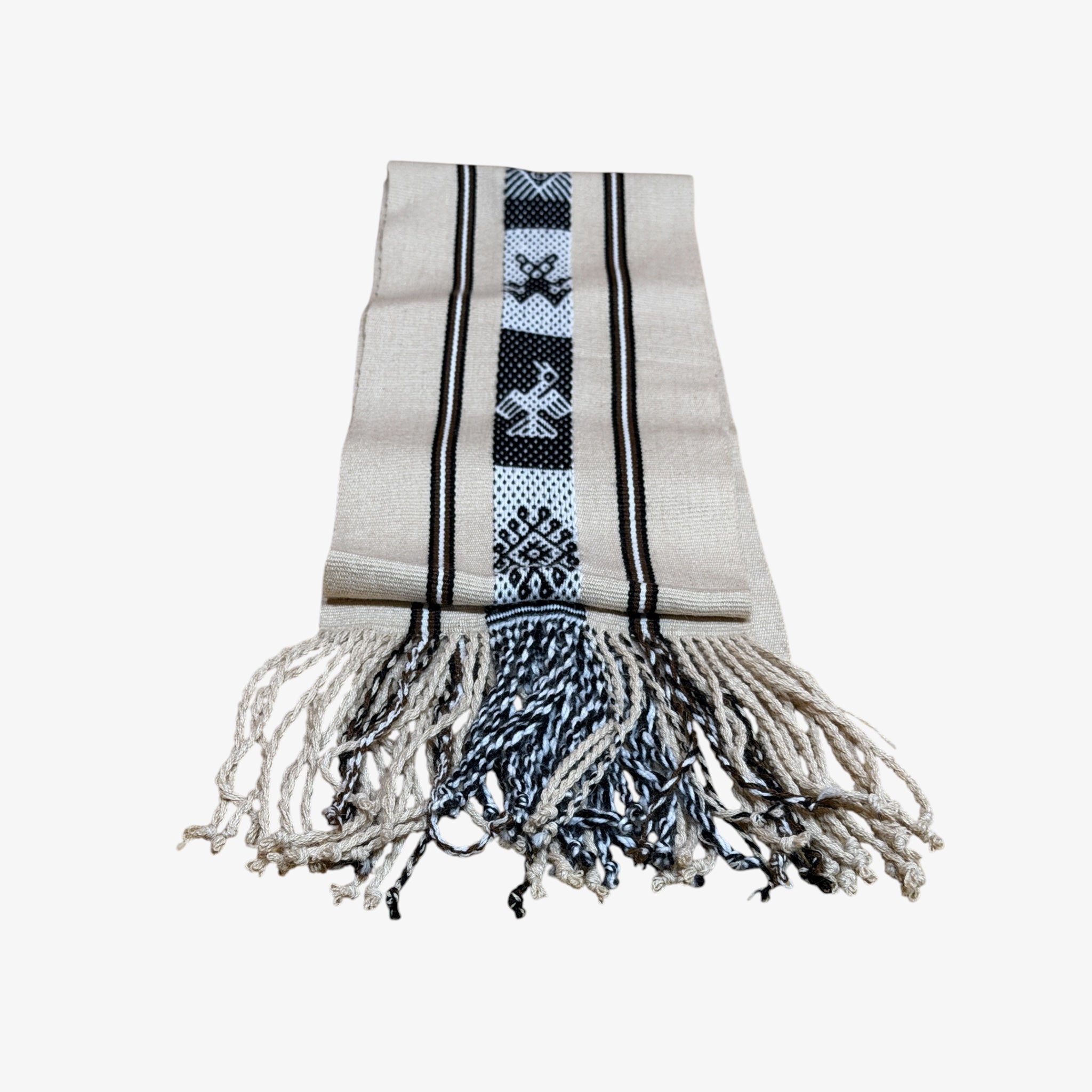 Handmade Peruvian Alpaca Wool Scarf Featuring Traditional Andean Aguayo Patterns 70" x 6"