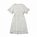 Yajiao Boho Lace Dress White Size: M