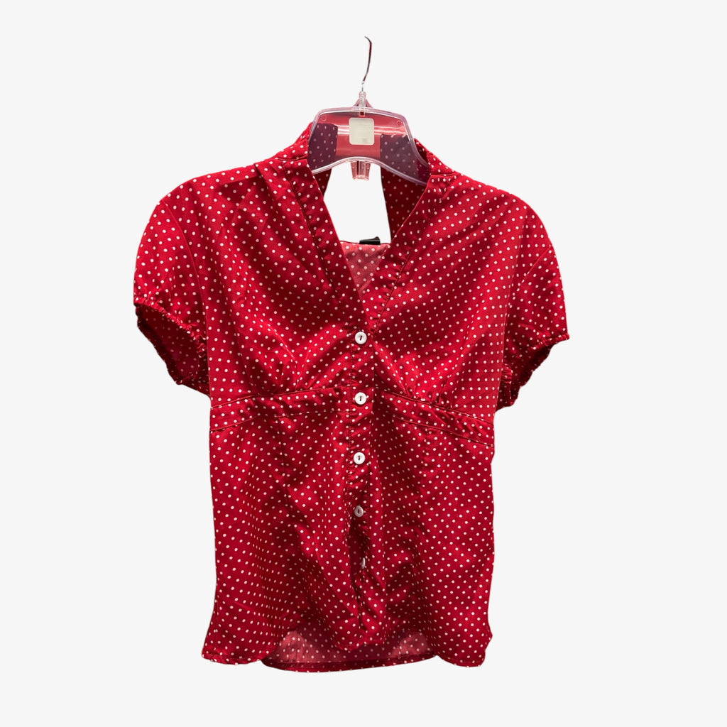 SHEIN Red and White Polka Dot Blouse Size: S