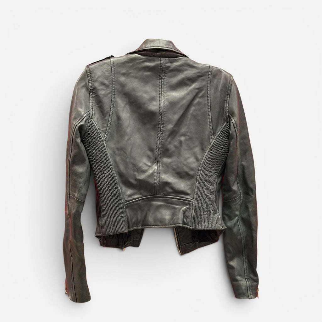 Zara Trafaluc Black Leather Moto Jacket Size: S