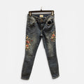 So Dark Wash Floral Embroidered Skinny Jeans Girl's Size: 14