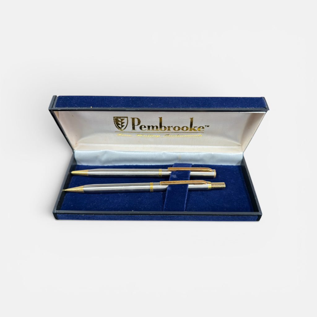 Vintage Pembrooke Fine Writing Instruments Pen & Pencil Set with Case