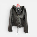 BCBG Black Hooded Coat Jacket Size: L