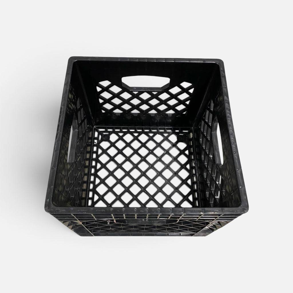 Storage Heavy-Duty Plastic Milk Crate Black with Built-in Handles 16QT