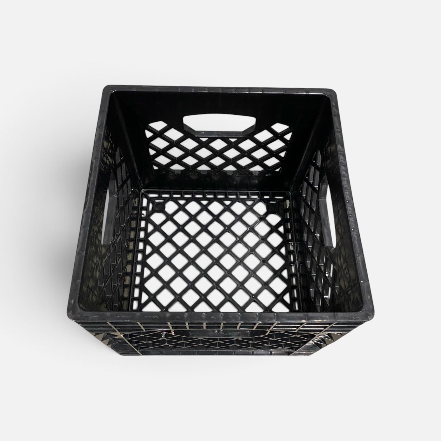 Storage Heavy-Duty Plastic Milk Crate Black with Built-in Handles 16QT