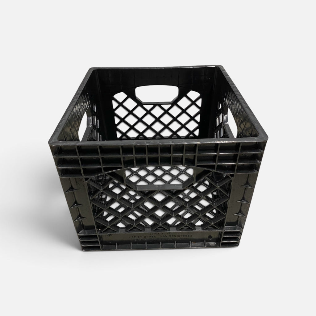 Storage Heavy-Duty Plastic Milk Crate Black with Built-in Handles 16QT