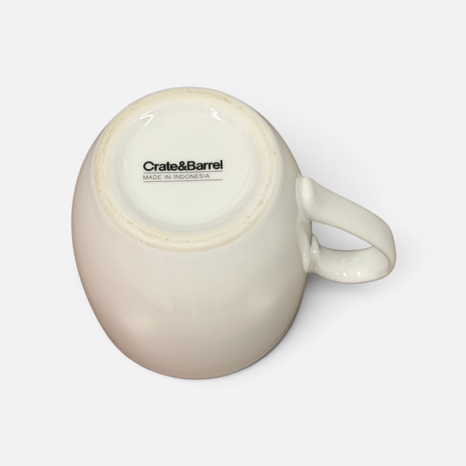 Crate & Barrel White Ceramic Mug 4"D X 4"H