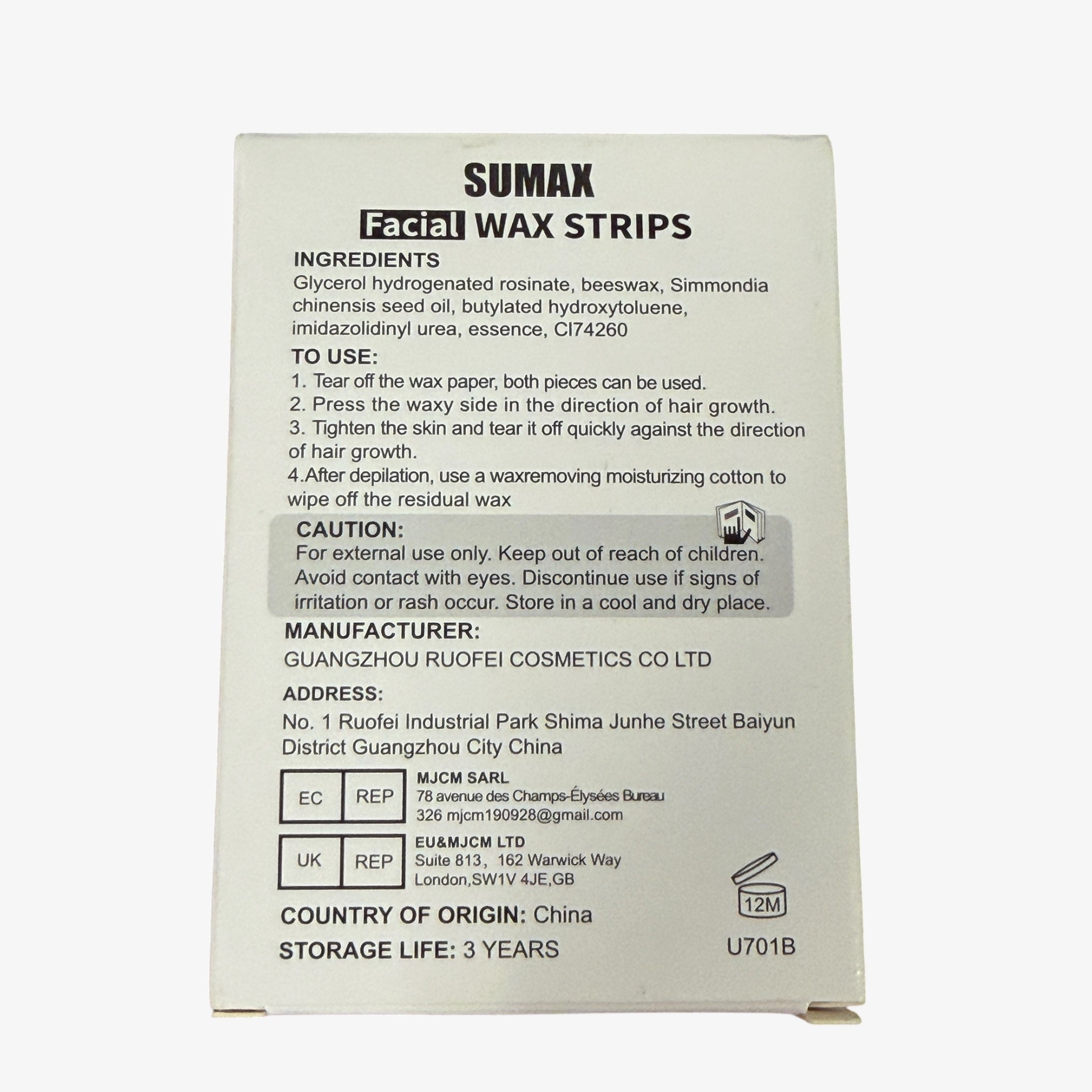 Sumax Facial Wax Strips