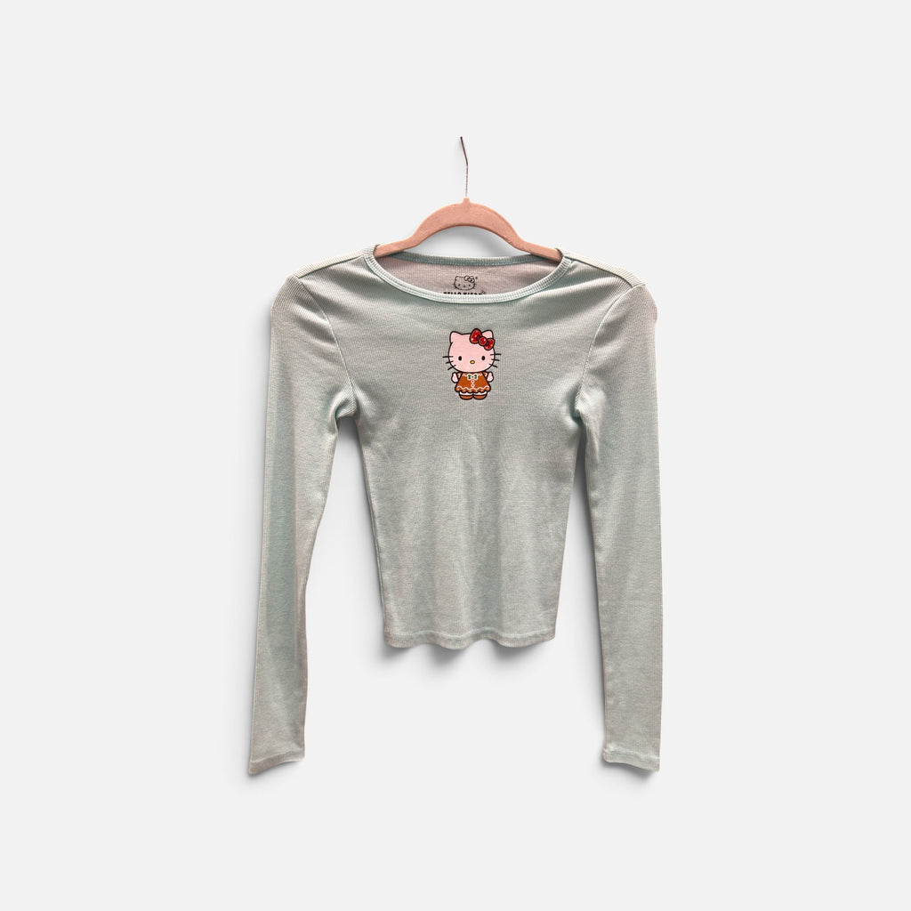 Aeropostale Long Sleeve Hello Kitty Gingerbread Cropped Tee Size: XS