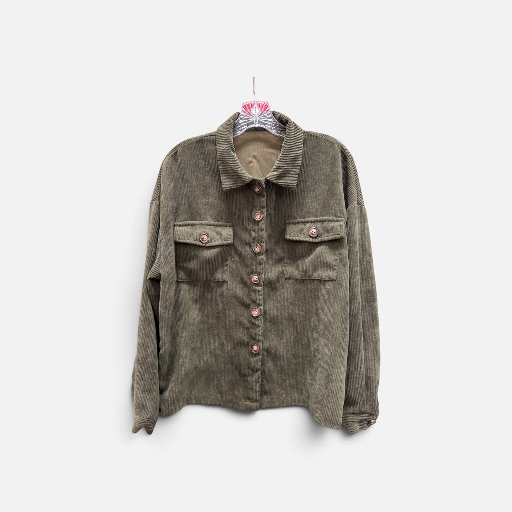 Olive Green Corduroy Shirt Jacket Size: M
