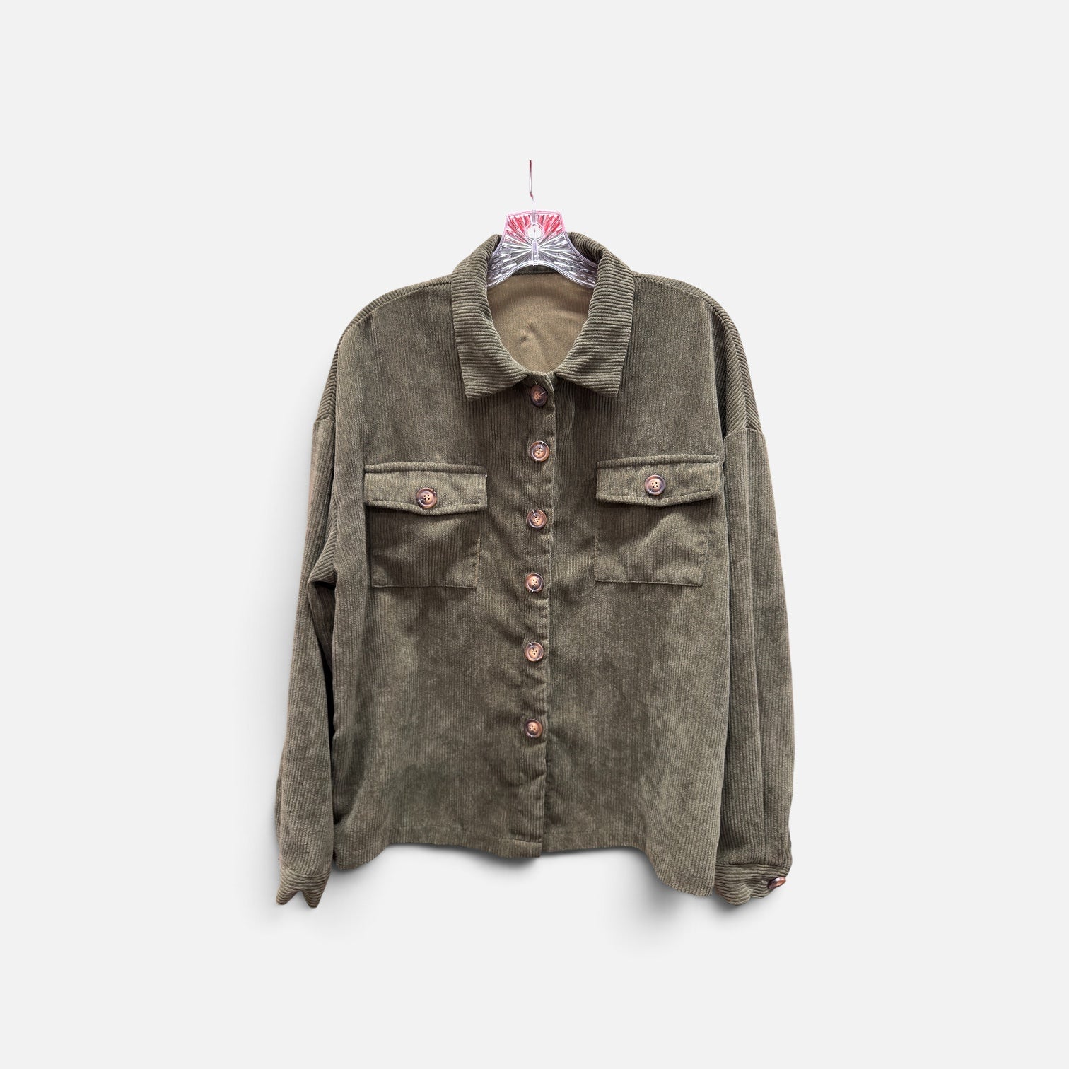 Olive Green Corduroy Shirt Jacket Size: M