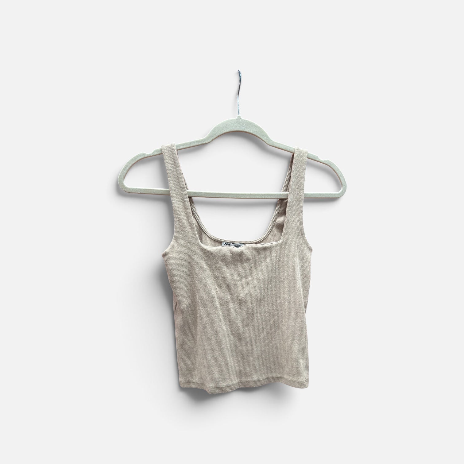 Zara White Ribbed Crop Tank Size: M